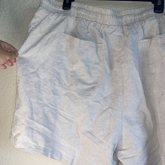 linen Women 5" Inseam Drawstring Short 3x New Tan Khaki Pull On comfort - Picture 6 of 9